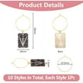 thumbnail image 2 of 10pcs Tarot Wine Glass Charms Alloy Enamel Tarot Charms and Brass Beading Hoop Rings Light Gold Drink Markers for Wine Tasting Party Decor, 2 of 7