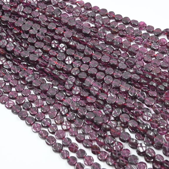 A.B. Gems Garnet Coin Shape Beads 5-5.5mm – 13 Inch Natural Round Gemstones, Handcrafted for Boho Jewelry & Gifts, Handmade Loose Beads For Gift