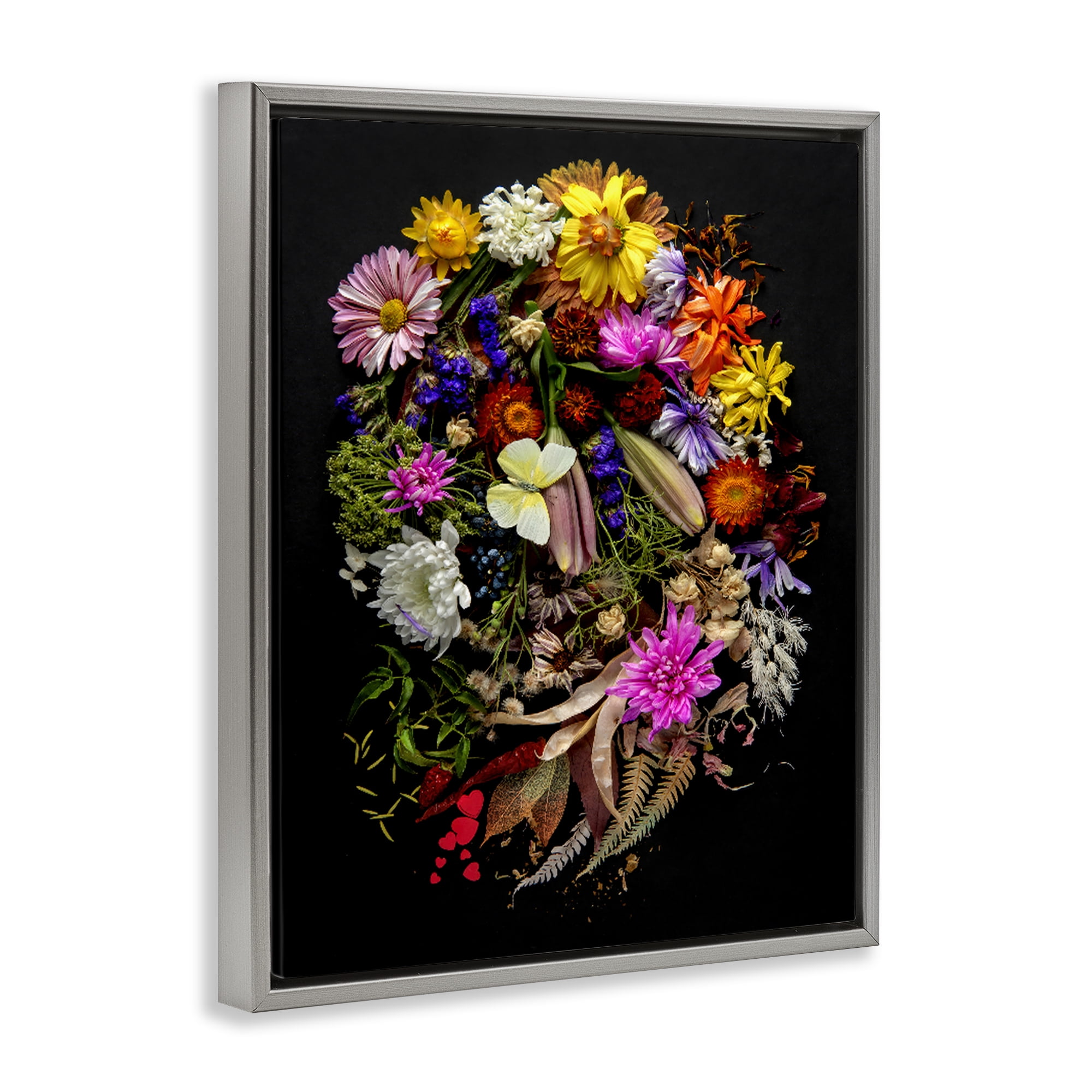 Stupell Industries November Flower Arrangement Gray Framed Floater Canvas Wall Art, design by Carl Kravats