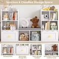 thumbnail image 5 of Homfa Kids Bookshelf with Reading Nook, Kids Storage Cabinet with 8 Cubby, 2 Wood Toy Bin for Nursery Kids Room, White, 5 of 8