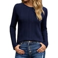 thumbnail image 2 of Long Sleeve Shirts for Women 2026 Spring Ribbed Crewneck Casual Basic Plain Tshirt Blouse Undershirt, 2 of 9