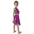 thumbnail image 2 of Teen Dance for Girls Sparkly Purple Dance Sleeveless Ruffles Top and Sparkly Skirt Set Dresses for School Dance Stage Performance Outerwear 10-12 Years, 2 of 3