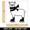 thumbnail image 2 of Ice Skating Llama Winter Self-Inking Rubber Stamp Ink Stamper - Sky Blue Ink - Small 1 Inch, 2 of 7