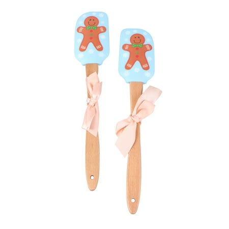 

2 Pcs Christmas Silicone Spatula Fashion Festive Cream Butter Spatula Wooden Handle Mixing Batter Scraper Great for Christmas De