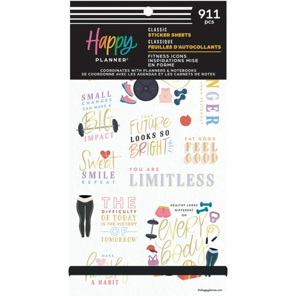 Happy Planner Big 30 Sheet Sticker Value Pack-Fitness Icons Classic