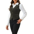 thumbnail image 4 of INSPIRE CHIC Women's Waistcoat Steampunk Velvet Christmas Sleeveless Button Down V-Neck Suit Vests M Dark Gray, 4 of 6
