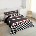 thumbnail image 3 of jejeloiu Racing Track Bedding Comforter Set,Speed Sport Game Twin Comforter Sets,Black White Plaid Bedding Set For Teens,Luxury Bedroom Decor Reversible,2pcs, 3 of 8