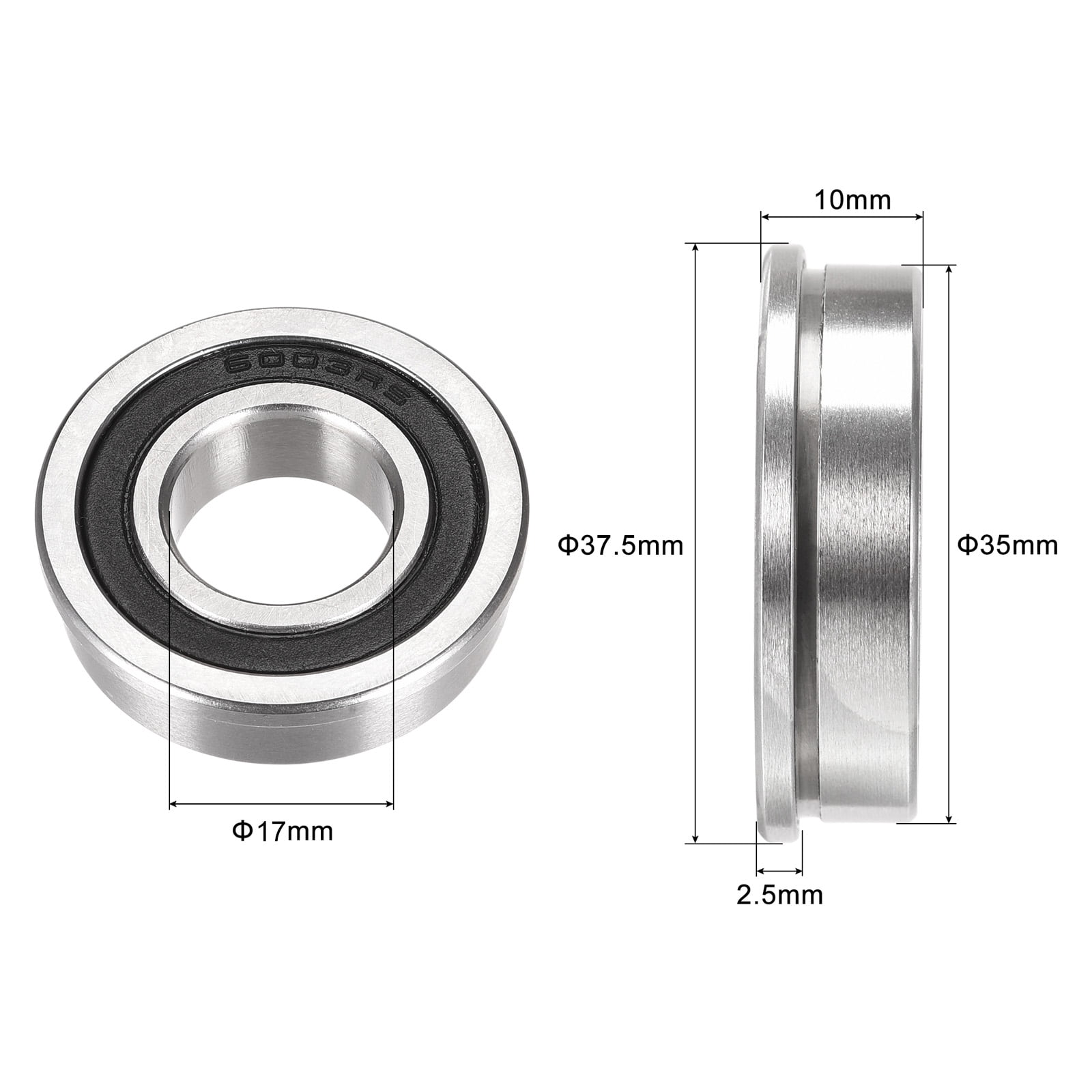 Unique Bargains Flanged Ball Bearing Double Sealed Chrome Steel Silver 17x35x10mm