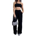thumbnail image 1 of Conjunto De Pantalón Y Top Con Tirantes Pantalones con tirantes para mujer, tops cortos y pantalones largos sexis con pliegues (negro XXL) Cgtredaw Para estrenar, 1 of 1
