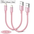 thumbnail image 6 of Short Nylon Braided Fast Charging Cable, Aioneus 2Pack 1ft Charging Cord Compatible with iPhone 14/13/12/11/iPad/AirPods, Pink, 6 of 7