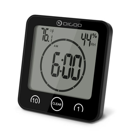 Digoo DG-BC10 Digital LCD Touch Panel Bathroom Wall Clock Waterproof Suction Cups Countdown Timer Indoor Humidity Hygrometer Thermometer Alarm Clock