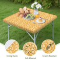 thumbnail image 4 of Orange Daisy Flower Floral Pattern Square Fitted Tablecloth with Elastic Edge,Square Table Cover,Washable Elastic Table Cover for Home Kitchen Party Decor 34"x34", 4 of 6