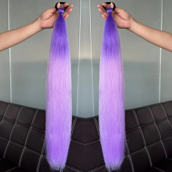 Namzi Rubber Band Hair Ponytail Extension - 2 Pcs, 60.96CM/24in Length, Heat-Resistant Synthetic Hair, Natural-Looking Suitable for Daily Life & Special Events.Deep Purple Light Purple