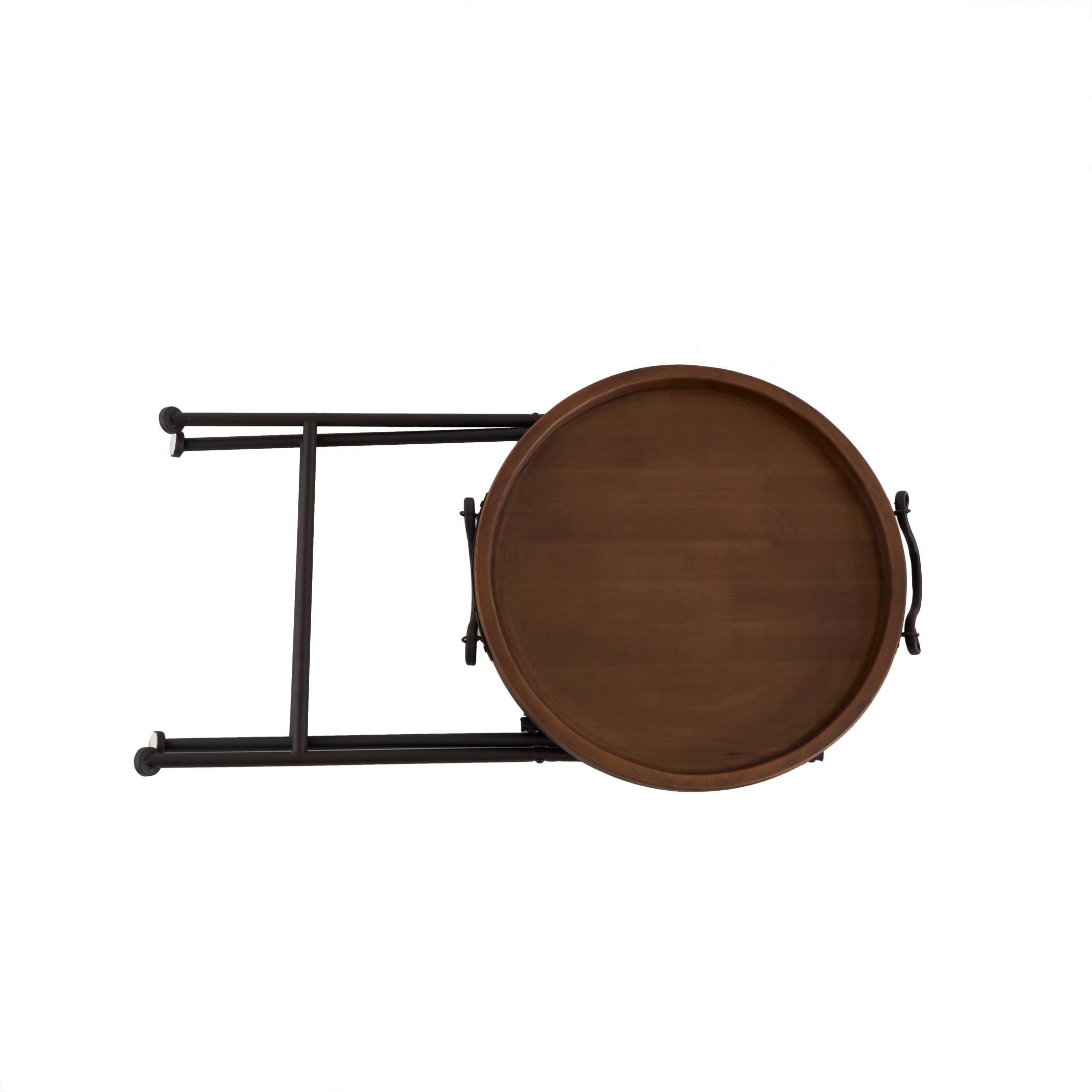 DecMode 20" x 28" Black Metal Accent Table with Brown Wood Top, 1-Piece