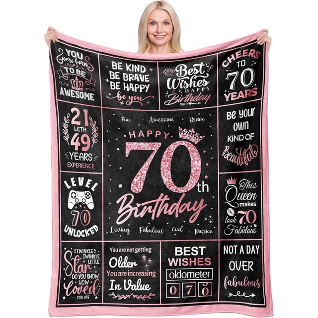 LHSHID 70th Birthday Gifts for Women Blanket Funny 70th Birthday Decoration for Women Birthday Gifts for 70th Women Best 70th Birthday Gift Ideas for Women Happy Birthday Gifts 50"x60"