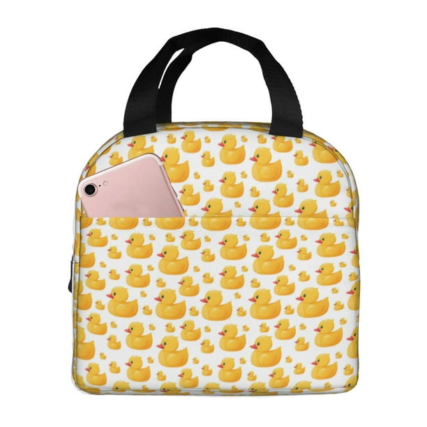 Easygdp yellow rubber ducks Bolsa Térmica Premium - Tela Oxford Impermeable, Gran Capacidad, Bolsillo Frontal, Unisex para Trabajo, Escuela, Actividades al Aire Libre y Picnics