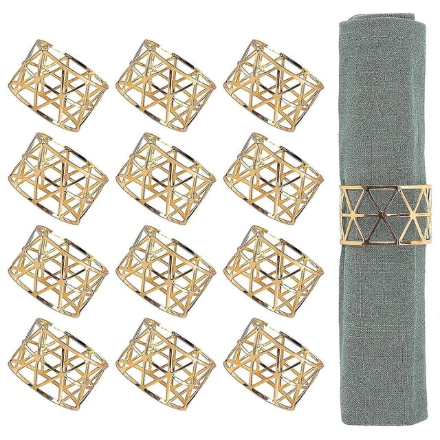 Anillos para servilletas, 12 anillos para servilletas dorados, porta anillos para servilletas para cenar