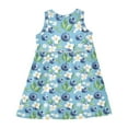 thumbnail image 3 of Girls Dress Blue Berry White Flower Sleeveless Dress for Girls Hem A-Line Casual Sundress, 3 of 7