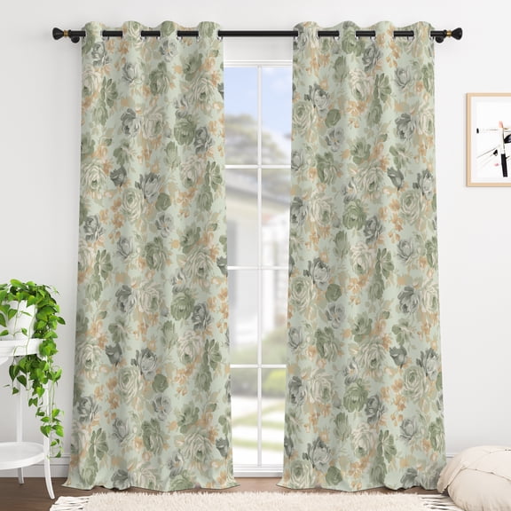 Tchckioa Vintage Printed Floral Blackout Curtains,2 Panels Window Drapes,Grommet Top for Apartment,42x63