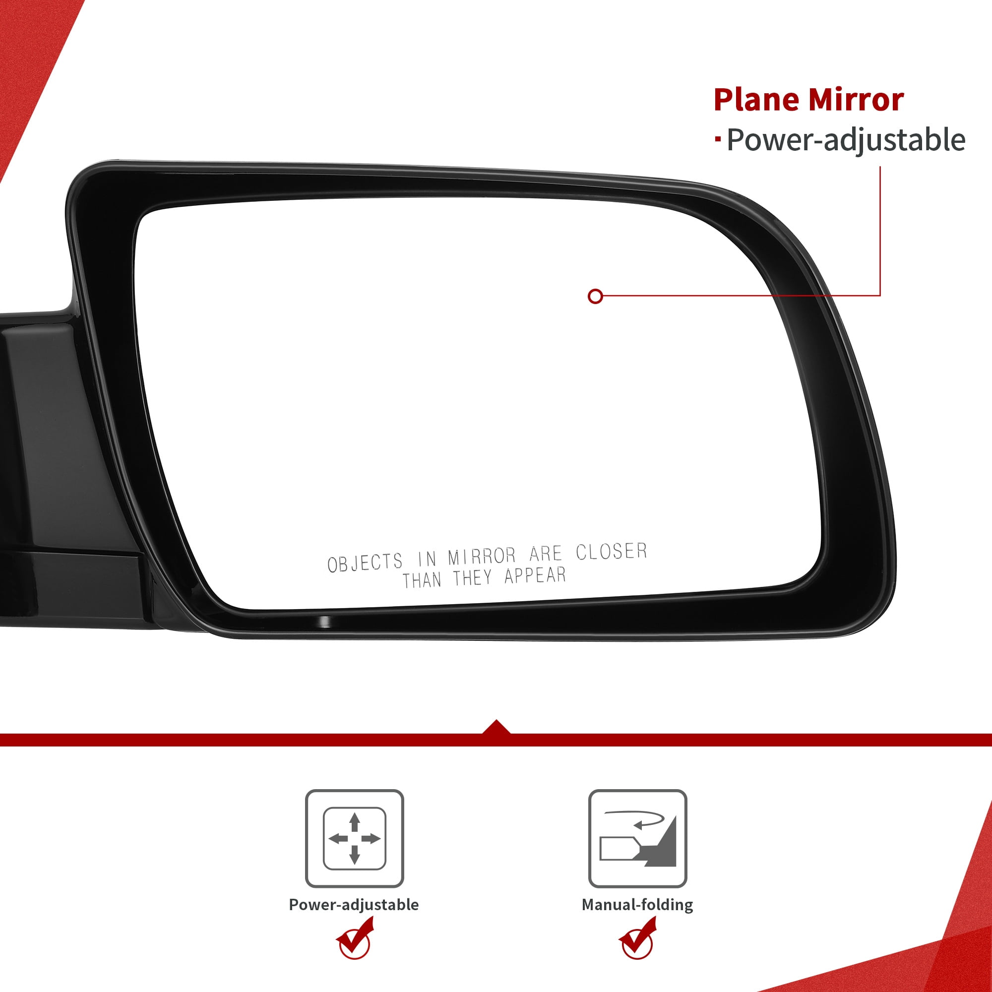 LEDKINGDOMUS Passenger Side Replacement Mirror for Chevy GMC 1988-1999 C/K 1500/2500/3500 1992-1999 Suburban 1500/2500 1995-2000 Tahoe/Yukon 5.7L V8, Power Adjust Manual Fold Right Tow Mirror