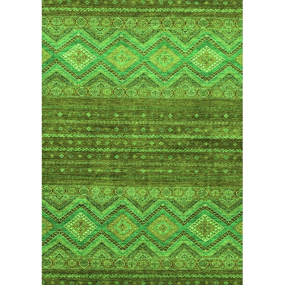 Ahgly Company Indoor Rectangle Abstract Green Modern Area Rugs, 2' x 5'