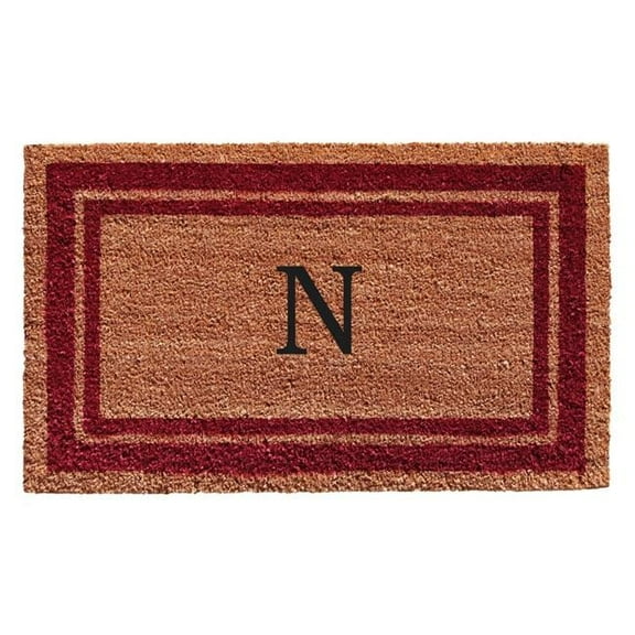 Calloway Mills Burgundy Border 24" x 36" Monogram Outdoor Doormat (Letter N)