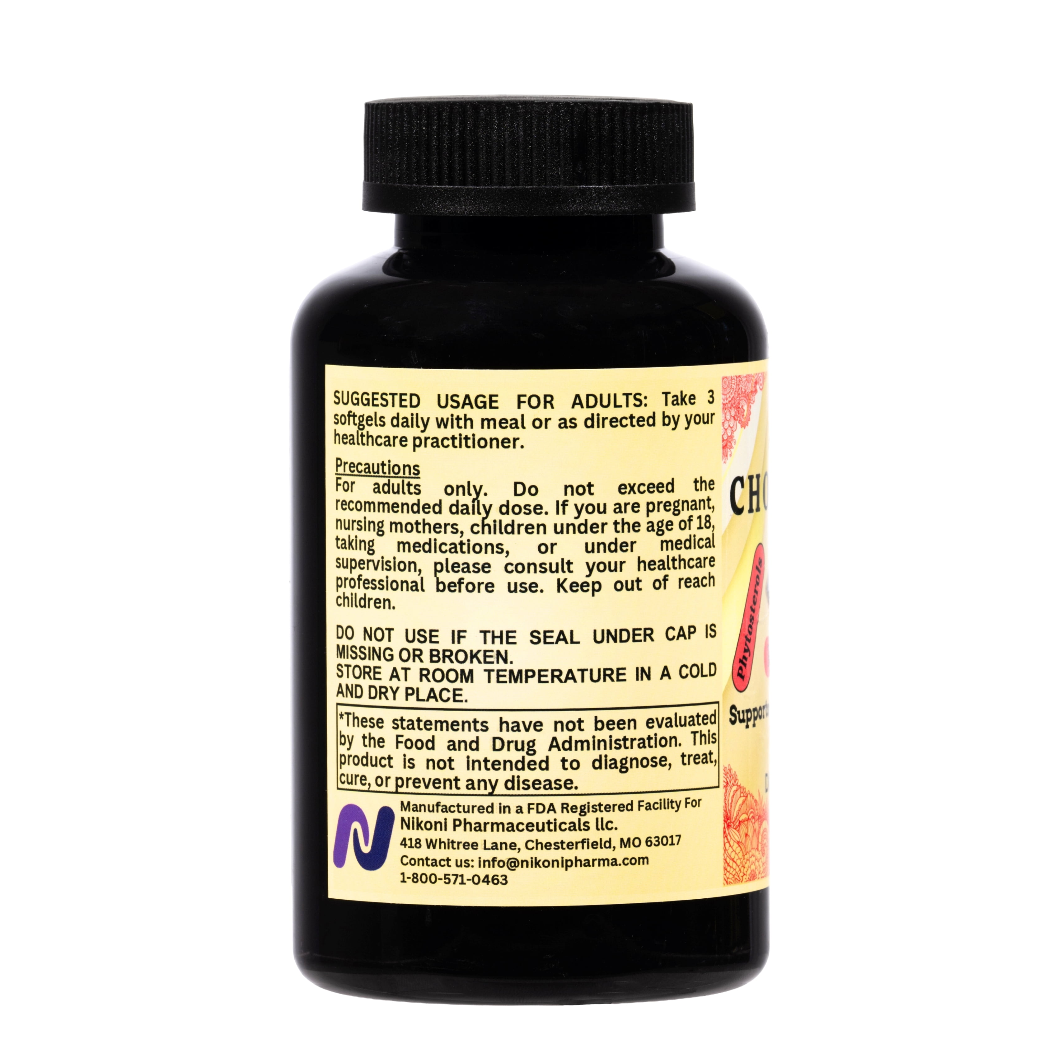 Nikoni Advanced Cholesterol Support Dietary Supplement 3600 mg Plant Sterols & Vitamins 14-in-1 Formula 240 Softgels