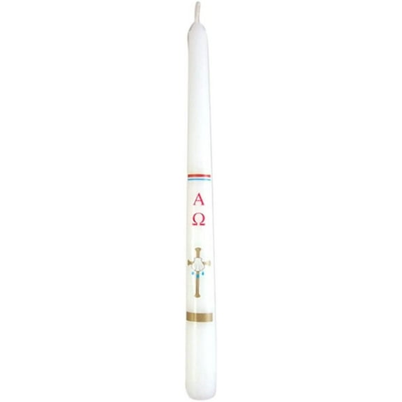 "Cross and Shell Religious Baptismal Taper Candle, 10 Inch"