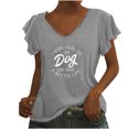thumbnail image 1 of Camiseta informal para mujer, blusa estampada con volantes, manga corta, cuello en V, Tops Fridja  ghk6941, 1 of 5