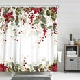 thumbnail image 4 of Christmas Winter Shower Curtain, Boho Eucalyptus Flower Leaves Farmhouse Bath Curtain, Merry Christmas Bathroom Accessories Botanical for Bathroom Curtain Liner Set with Hooks, 72x72in, 4 of 5