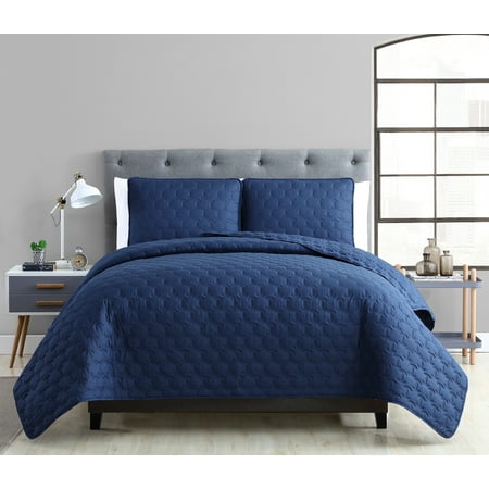 - Mainstays Maxton Ultra Soft Pinsonic Full/Queen Quilt Set, Navy