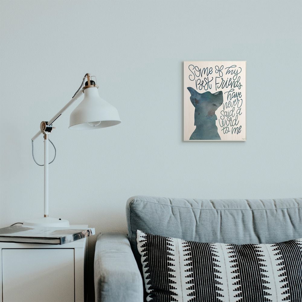 Stupell Industries Best Friends with Pet Phrase Dog Outline Blue Script Quote Graphic Art Unframed Art Print Wall Art, 10x15, by Gigi Louise