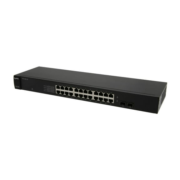 ZyXEL 24-Port Gigabit Ethernet Unmanaged Switch - Fanless Design with 2 SFP Ports [GS1100-24]