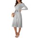 thumbnail image 2 of Txlixc Vestido Midi de Punto para Mujer, Sexy Manga Larga Puff Cuello Redondo Color Sólido Vestido con Lazo en la Espalda Txlixc  Moda, 2 of 9