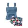 thumbnail image 4 of Girls 2 Piece Swimsuit Summer Tropical Printed Bathing Suit Casual Tankini Swimwear Comfortable Beach Bikinis Set Vacation Swimsuit Clothes for Girls 9-15Y, 4 of 4