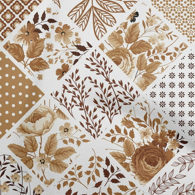 oneOone Rayon Brown Fabric Florals Fabric For Sewing Printed Craft Fabric By The Yard 56 Inch Wide
