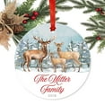 thumbnail image 2 of Koyal Wholesale Custom Round Metal Christmas Ornament, The Miller Family 2018, Watercolor Rustic Deer, 1-Pack, Include, 2 of 3