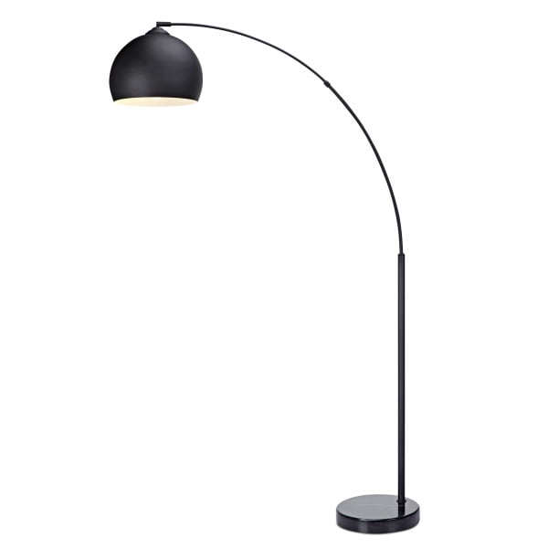 Teamson Home Lampe de Sol Arquée Courbée Éclairage Moderne - Marbre Noir / Noir