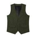 thumbnail image 6 of VBTAPA Men's Western Cowboy Suit Vest Slim Fit V-Neck Dress Vests Business Casual 3 Buttons Waistcoat Army Green M, 6 of 8