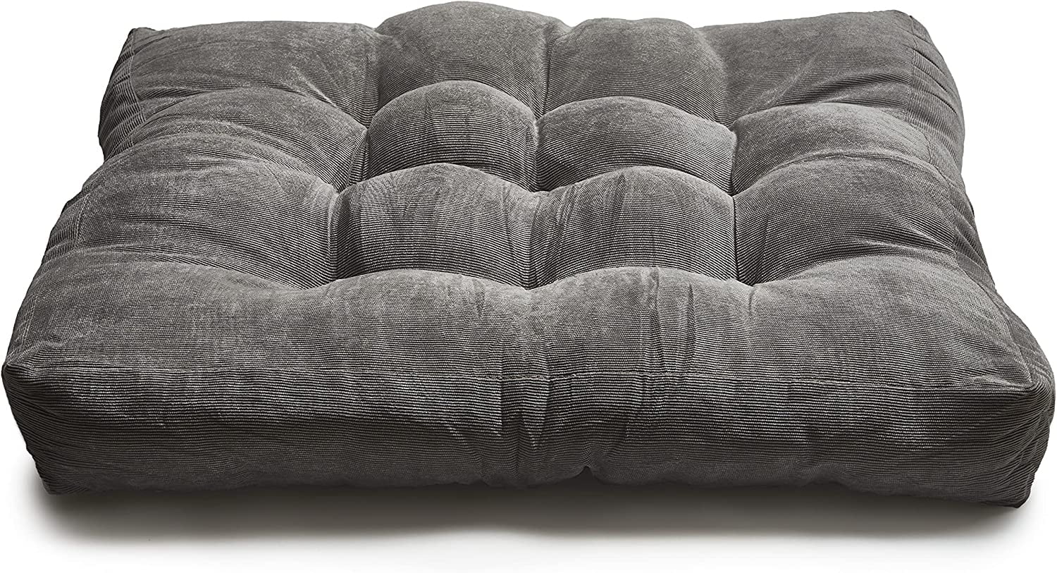 Tufted Floor Cushion Square 24x24 Floor Pillow Charcoal