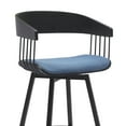 thumbnail image 4 of Armen Living Indoor Athena 27" Swivel Black Wood Counter Stool in Blue Fabric with Black Metal, 4 of 8