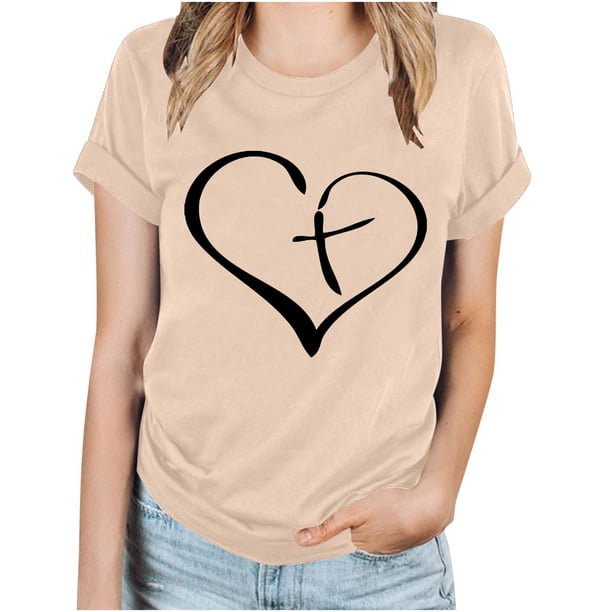 Blusas de Manga Corta para las Mujeres Imprimir Cuello Redondo Camiseta, Blusa Clásica Vintage para la Primavera Y el Verano