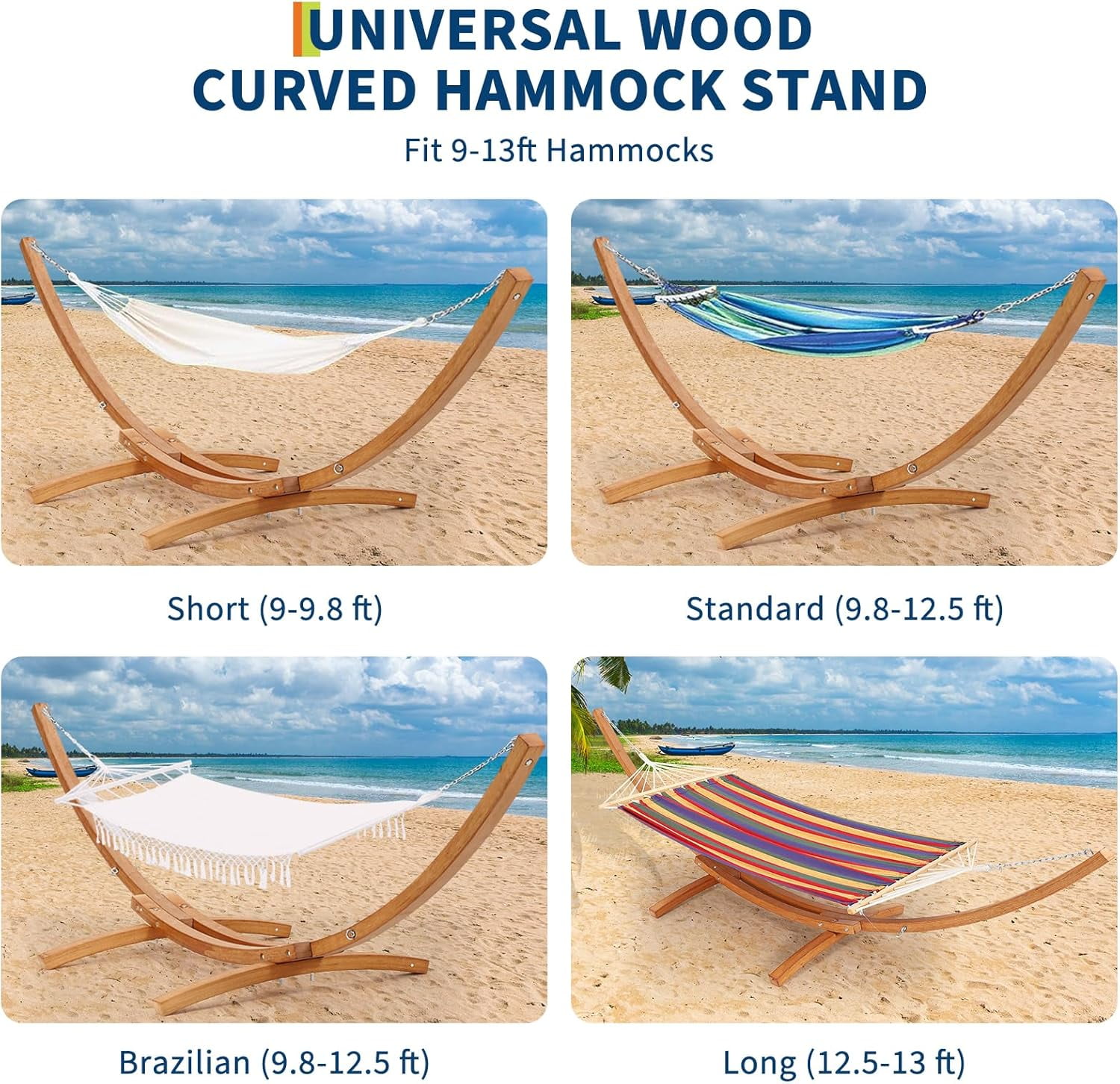 12.5ft Wooden Hammock Stand Weatherproof Outdoor Hammock for Patio Backyard Max 330 Lbs（Only Includes Bracket）