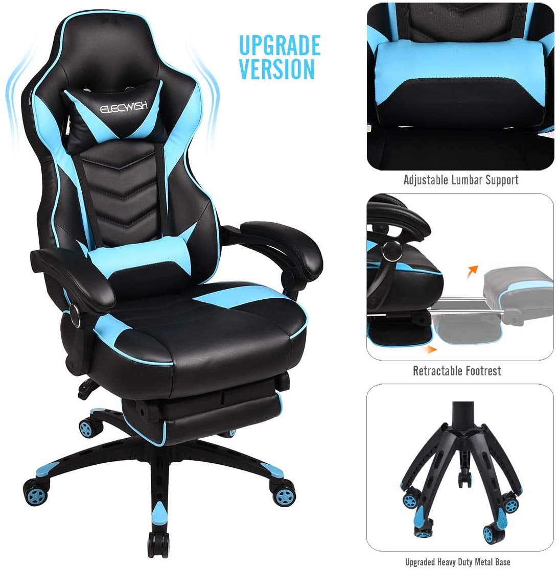 Gaming Chair Racing Style Leather Office Recliner Computer Seat Swivel Headrest 