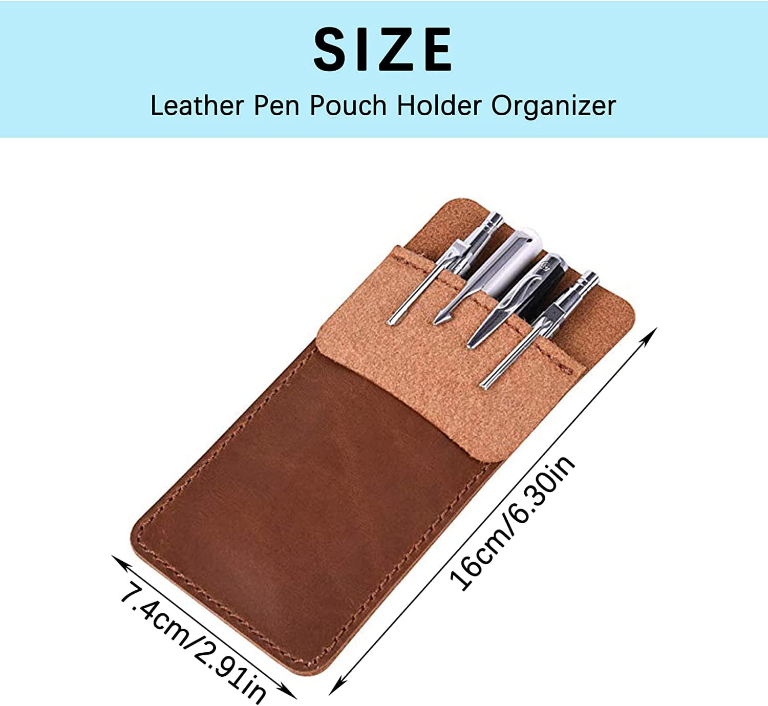 Leather Single Fountain Pen Case/Pouch - Purple - Galen Leather