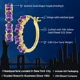 thumbnail image 2 of Gem Stone King 18K Yellow Gold Plated Silver Purple Amethyst Hoop Earrings for Women (2.80 Cttw, Gemstone Birthstone, Oval 6X4MM), 2 of 5