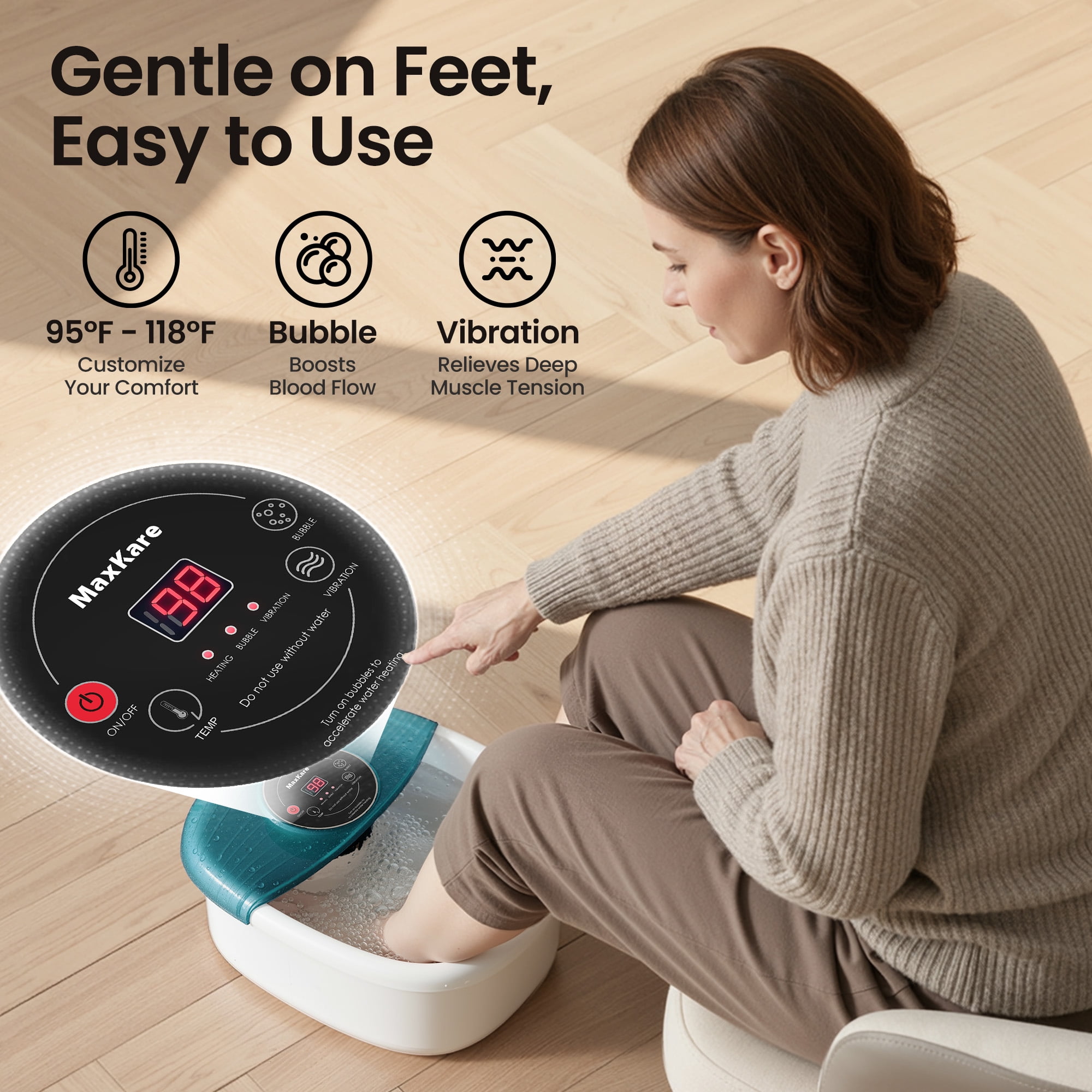 MaxKare Foot Spa Bath Massager, Heated Water, Bubbles, Vibration, 16 Massage  Rollers - Walmart.com