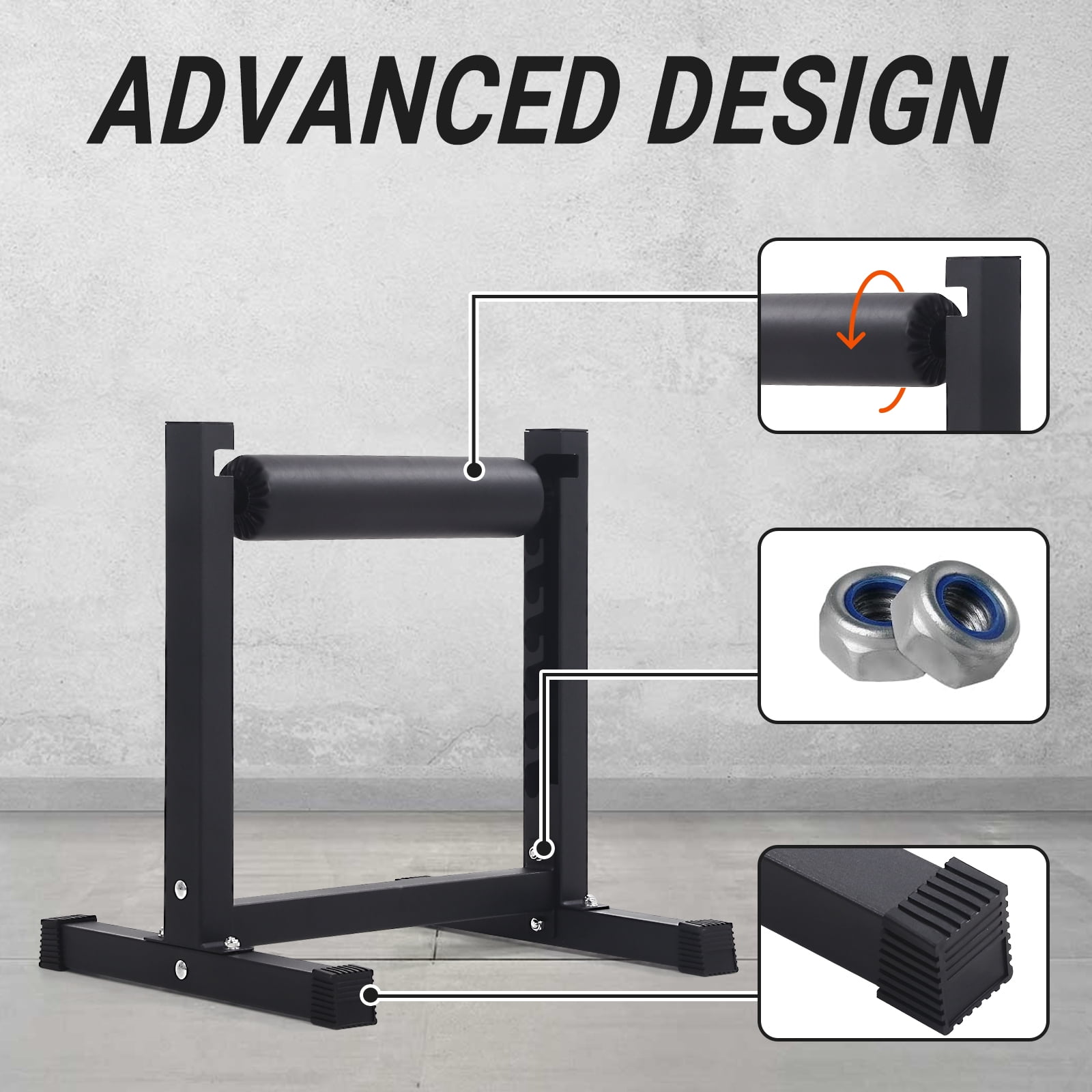 QinaQin Bulgarian Split Squat Stand, 7 Level Adjustable Single Leg Squat Rack with Wheels, 350 Lb Capacity for Home Gym