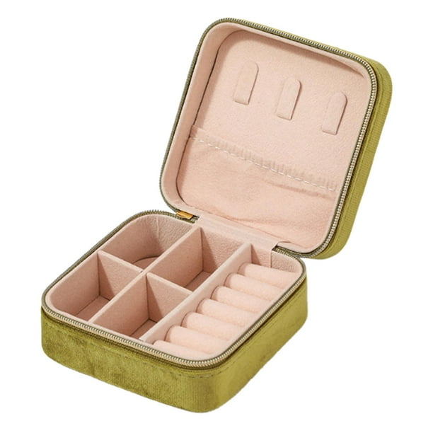 Titular de almacenamiento de joyero contenedor para mujeres Caja de almacenamiento de viajes Organizador de joyas Pantalla para el cumpleaños del verde