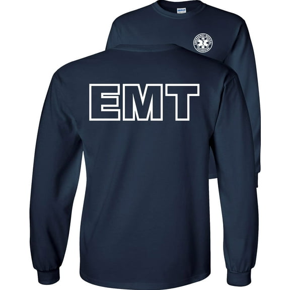 Fair Game EMT Long Sleeve Shirt Emergency Medical Technician-Navy-Small